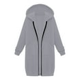 thumbnail image 5 of Plus Size Long Fleece Hoodies for Women Zip Up Long Sleeve Fleece Hooded Jacket Oversized Tunic Sweatshirt with Pockets Fall 2025 Casual Street Style Outfits​ Light Gray 2XL, 5 of 6