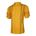 thumbnail image 2 of Camisas s Para Hombre Interior Camisas de vestir para hombre Camisa informal con botones de manga larga y corta con cuello de banda ajustada (Yellow, 3XL), 2 of 7