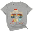 thumbnail image 4 of XFeng Women Christmas In July T-Shirt, Retro Sunset Palm Tree Sunglasses Santa Hat String Lights Graphic Short Sleeve Crew Neck Casual Summer Beach Tee, 4 of 4