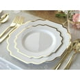 thumbnail image 5 of 40 Plates Pack, Heavyweight Disposable Wedding Party Plastic Plates (8'' Appetizer/Dessert Plate, Imperial in White/Blue & Gold), 5 of 9