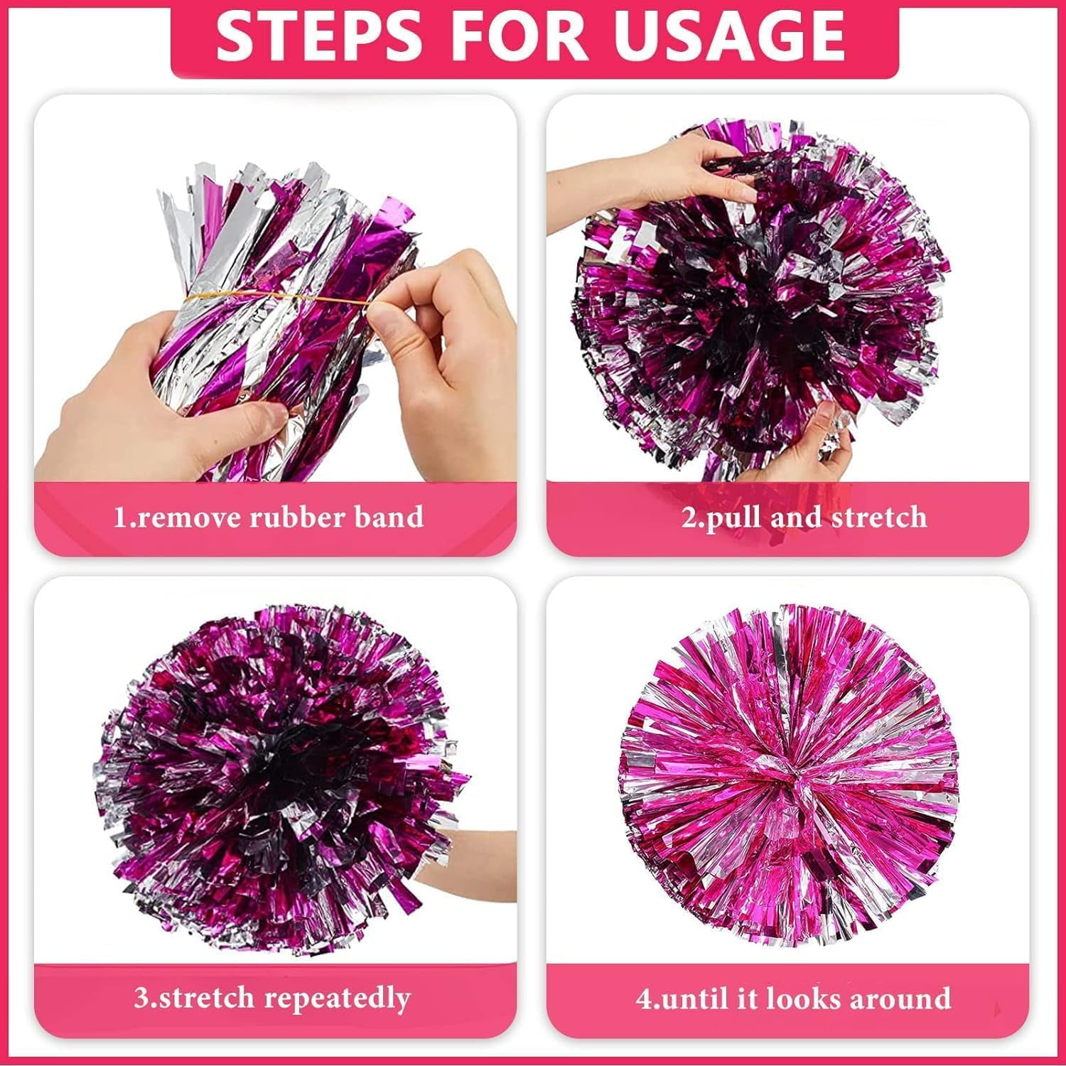SHANJIA Cheerleader Pom Poms, 12 Pack Cheer Pom Pom Sports Dance Cheer Plastic Pom Poms Cheerleading for Sports Team Spirit Cheering
