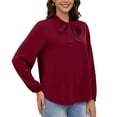 thumbnail image 4 of Asklazy Womens Dressy Chiffon Blouse Business Work Casual Tie Neck Shirt Tops,US Size,L,Wine Red, 4 of 13