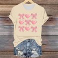 thumbnail image 2 of Hyknon Hauts pour Femmes Été Saint-Valentin Imprimé Manches Courtes Col Rond Haut/chemise Pull Doux Polyvalent pour Sortir, 2 of 4