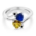 thumbnail image 2 of Gem Stone King 1.53 Ct Heart Shape Citrine Blue Created Sapphire 10K White Gold Diamond Accent Ring (Size 6), 2 of 3