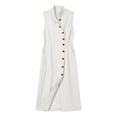 thumbnail image 4 of LNWUY Linen Dresses for Women Fashion Summer Sleeveless Button Down Maxi Sundresses Casual V Neck Pocket Dress White XXL, 4 of 6