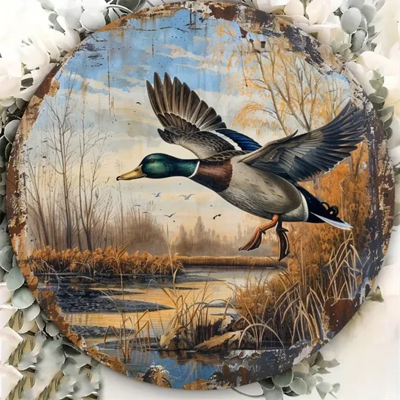 HELLOYOUNG Vintage Mallard Ducks Aluminum Sign Rustic Wall Decor 8x8 Inch Metal Tin Sign for Home Cafe Restaurant Bar