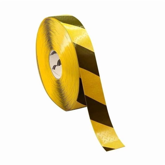 Mighty Line Floor marking,Black/Yellow,2inx2in,Roll MTH270