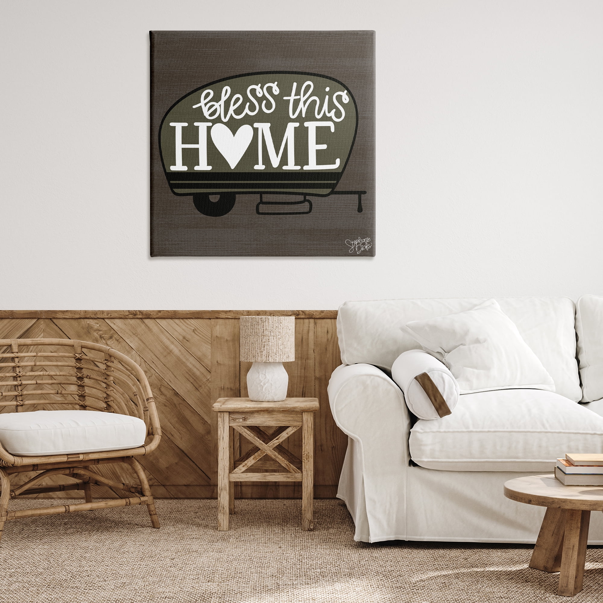 Stupell Industries Bless This Home Camper Text & Numbers Painting Wrapped Canvas Art Print Wall Art, 36 x 36
