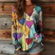 thumbnail image 1 of Xuyuer Cute Heart Graphics T-Shirt Women Valentines Shirt Colorful Dye Love Printed V-Neck Short Sleeves Retro Tee Top, 1 of 3