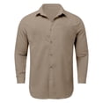 thumbnail image 2 of Hienoo Boys Long Sleeve Shirt Casual Color Button Down Shirts Unisex Breathable Top, Brown, 2 of 4