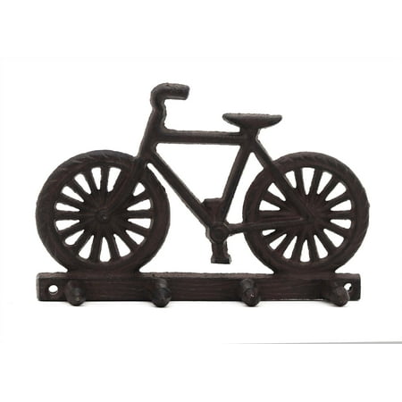 

Parisloft Retro Cast Iron Bicycle Themed Hook Rack with 4 Hooks Antique Brown