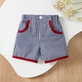 thumbnail image 2 of NAISIBABY Girls Bermuda Shorts, Fashion Cute Plaid Elastic Waist Summer Casual Pull-On Shorts Navy 3-4T, 2 of 4
