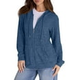 thumbnail image 4 of Womens Cardigans Zip up Ladies Hoodies with Pockets Long Sleeve Tunic Tops Ladies Lightweight Jackets Casual Work Clothes Blue S, 4 of 7