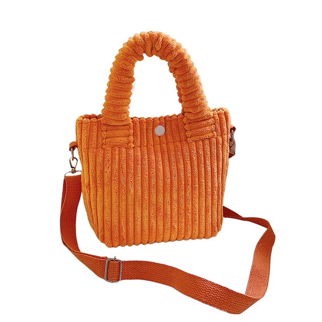 Bolso de hombro de pana para mujer, bandolera de color liso con correa ajustable y asa superior para desplazamientos diarios por la calle.