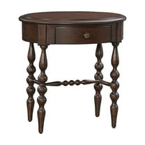 Rodanthe Tobacco Brown Wood 1-drawer Oval Shape Accent Table