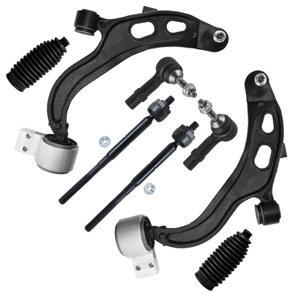 Detroit Axle - 8pc Suspension Kit for Ford Flex Taurus Lincoln MKS MKT, 2 Lower Control Arms w/Ball Joints, 4 Inner and Outer Tie Rods, 2 Boots, Replacement
