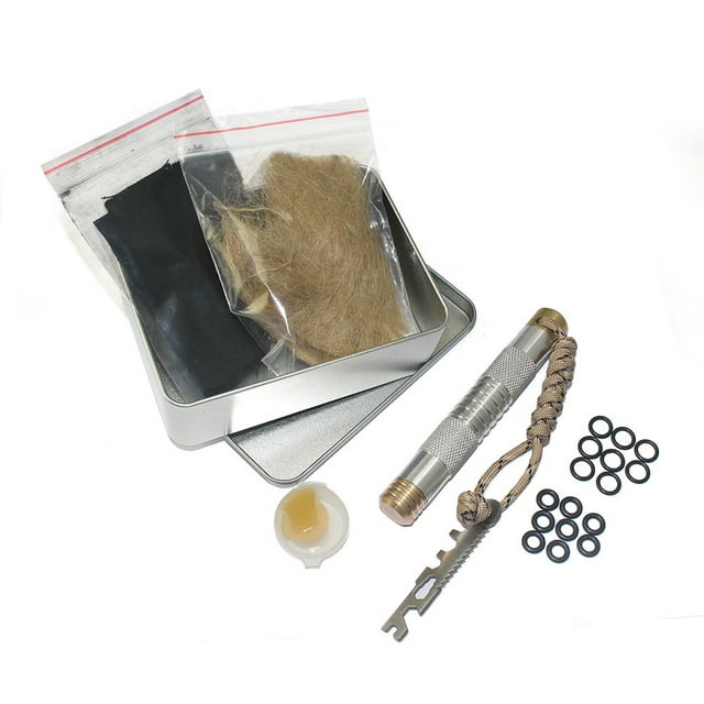 Kit de iniciación de fuego con pistón de fuego, pistón de fuego de Metal con tela de carbón, preparadores de supervivencia para campistas para acampar al aire libre