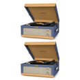 thumbnail image 1 of Crosley Dansette Vintage-Style 2-Speed Portable Turntable, Blue and Tan (2 Pack), 1 of 6