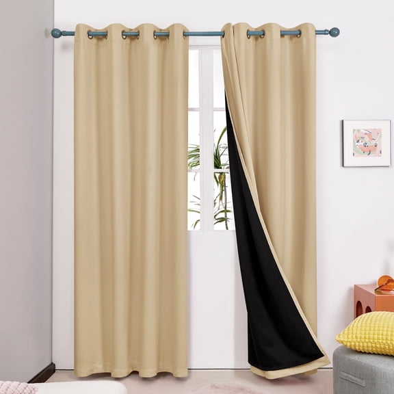 ZOPZO 100% Blackout Curtains Light Blocking, Burlywood, 52W x 84L Inch, Thermal Insulated Window Drapes for Home Living Room Office, 2 Panels