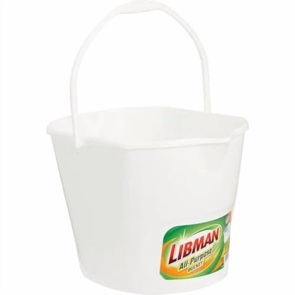 Libman Utility Bucket Plastic Heavy Duty - 3 Gal, White, Single Piece