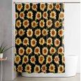 thumbnail image 2 of Shower Curtain, Farm Sunflowers on Black Background Waterproof Shower Curtain Set with Hooks for Bathroom Showers,Stalls and Bathtubs,60x72In Country Floral Art, 2 of 9