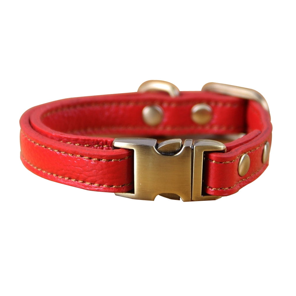 Rantow Leather Collar Dog Collar Adjustable for Puppy Small Medium Dogs