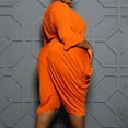 thumbnail image 4 of Wyongtao Women's 2 Piece Outfits Plus Size Casual Short Sleeve Boho Ruffle Crop Top Bodycon Capris Pants Set Tracksuits,Orange XL, 4 of 4