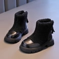 thumbnail image 2 of PEASKJP Kids Duck Boots Side Zipper Riding Shoes with Tassel Little Kid/Big Kid, Black 28, 2 of 5