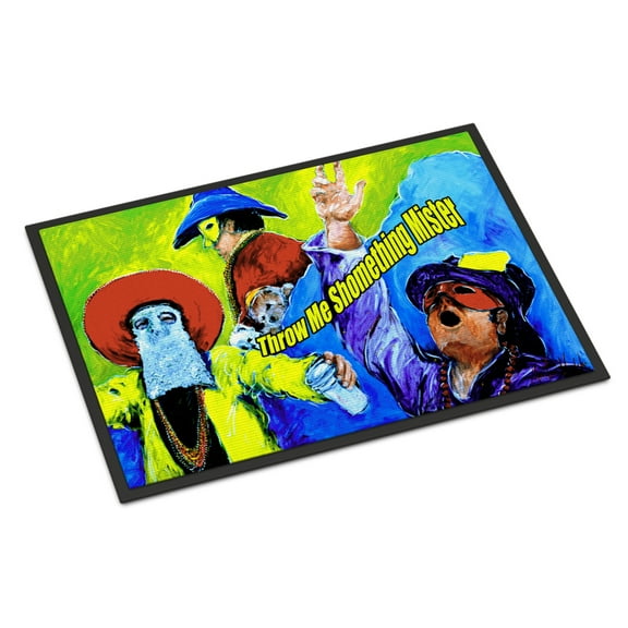 Carolines Treasures MW1108MAT Mardi Gras Throw me something mister Door Mat Indoor Rug or Outdoor Welcome Mat 18X27