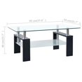 thumbnail image 2 of vidaXL Coffee Table Black and Transparent Tempered Glass, Melamine, 2 of 7