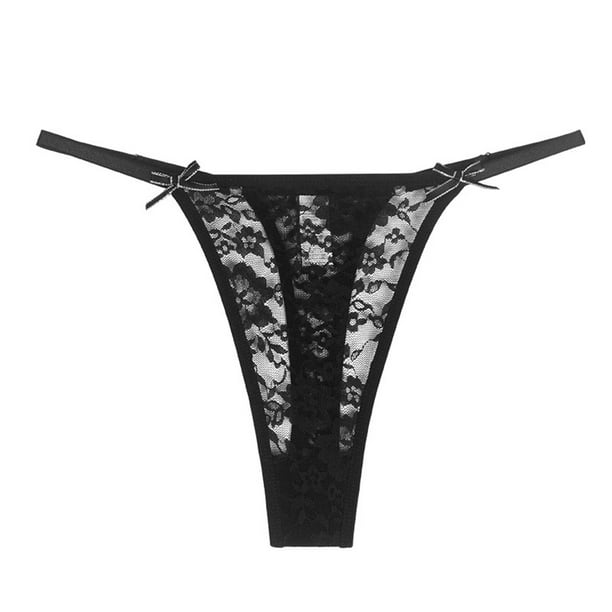 Gibobby Tangas de mujer ilusion Tanga de encaje sexy para mujer Bragas ajustables con anillo de metal de tamano sin costuras para mujer Negro X CH Bodega Aurrera en linea