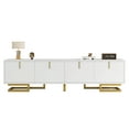 thumbnail image 4 of Homy Casa TV Stand with Textured Doors, Gold Handles & Legs, 4 of 12