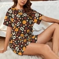 thumbnail image 4 of Honeii Skulls for Women's Summer Pajama Set featuring Soft Short Sleeve Shirt & Matching Bottoms with Convenient Pockets for Relaxed Home Wear-3X-Large, 4 of 6