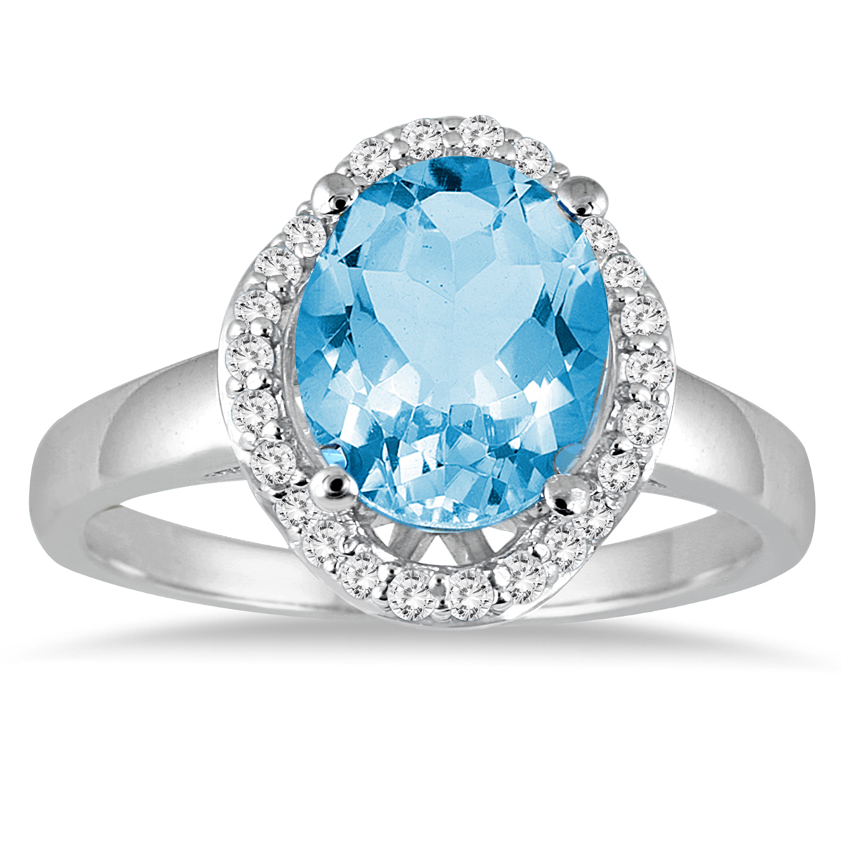 Szul Jewelry - 3 1/2 Carat Oval Blue Topaz and Diamond Ring in 14k