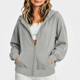 thumbnail image 2 of DJDLJWCJ Girls Zip Up Hoodies Long Sleeve Hooded Sweatshirt Solid Color Lightweight Sweatshirts Gray Size 13, 2 of 2