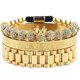 thumbnail image 1 of Conjunto de pulsera tejida con corona de bola de circonio ShuxiuWang personalizada para hombre oro, 1 of 5