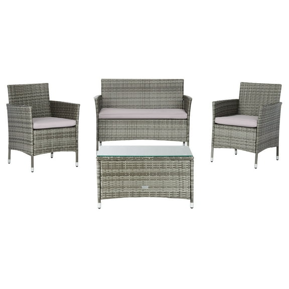 SAFAVIEH Outdoor Collection Bandele 4-Piece Patio Set Grey/Grey
