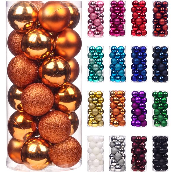 Emopeak 24Pcs Christmas Balls Ornaments for Xmas Christmas Tree - Shatterproof Christmas Tree Decorations Hanging Ball for Holiday Wedding Party Decoration (Orange, 2.5 ""-6.2CM)