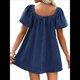 thumbnail image 2 of Vestido para Mujer, Corta Abullonada, Escote Cuadrado, Mono Vaquero con Bolsillos. Azul XL, 2 of 6