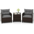 thumbnail image 2 of Costway 3 PCS Patio Rattan Furniture Set Cushioned Conversation Set Sofa Gray, 2 of 10