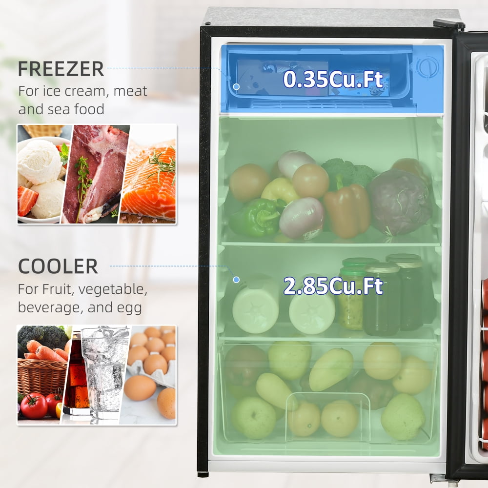 NOBOLEA 3.2 Cu.Ft Mini Fridge with Freezer, Compact Refrigerator with Adjustable Thermostat, Reversible Door for Dorm, Office, Apartment