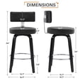 thumbnail image 6 of 26"Swivel Counter Height Bar Stools, Upholstered Modern Faux Leather Barstools with Back&Walnut Wood Legs Counter Stools with Footrestfor Kitchen Island, Black, 6 of 10
