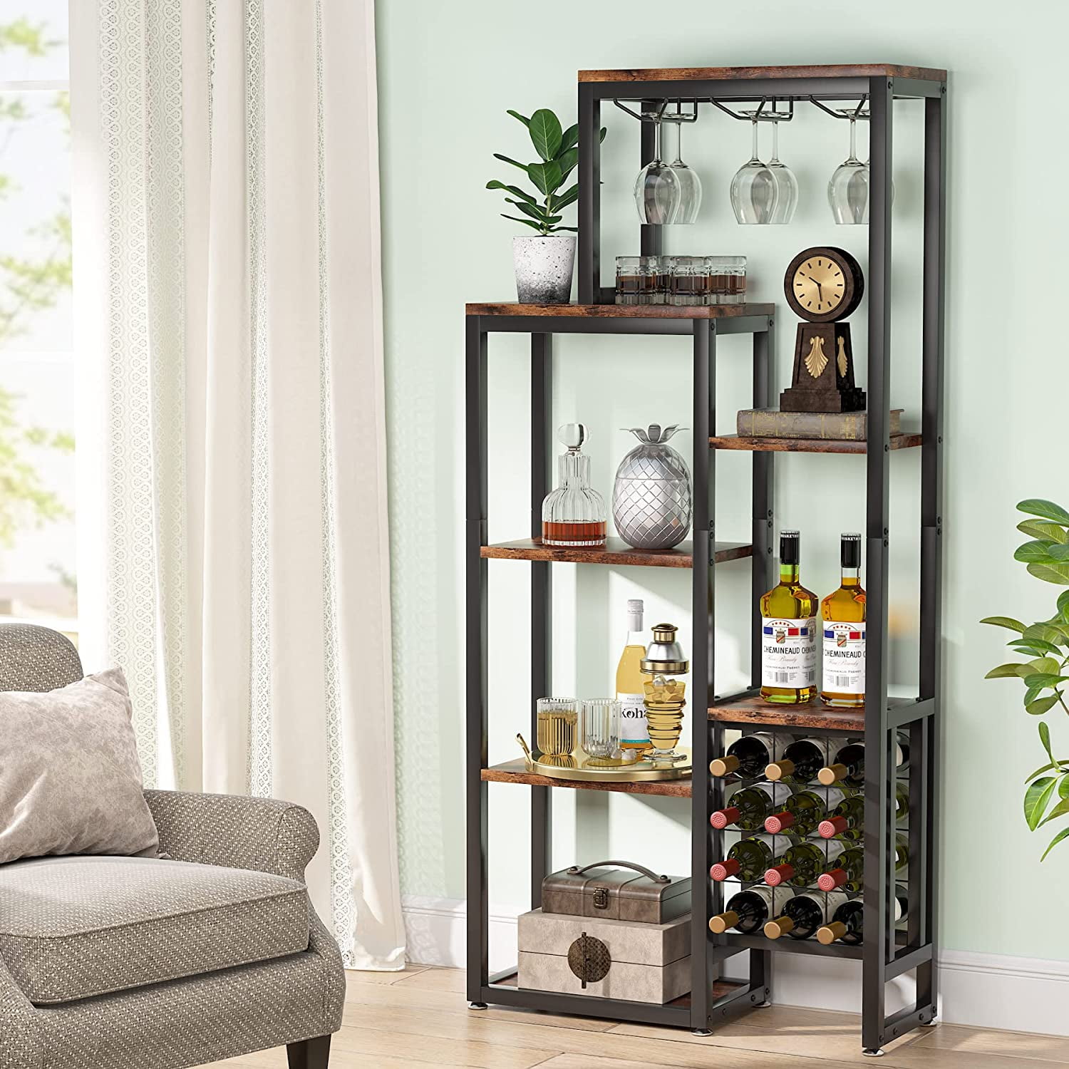 Tribesigns 7 Tier Wine Baker Rack Freestanding with Glass Holder