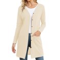 thumbnail image 1 of Mujeres Frente Abierto Outwear Casual Elegante Color Puro Manga Larga Botón Outwear para la Vida Diaria Trabajo Albaricoque S, 1 of 7