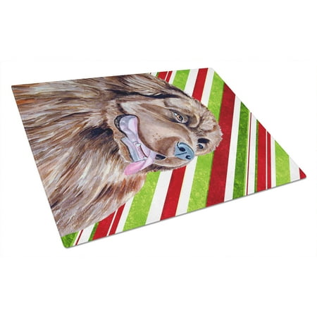 

Caroline s Treasures LH9219LCB Newfoundland Candy Cane Holiday Christmas Glass Cutting Board Large 12H x 16W