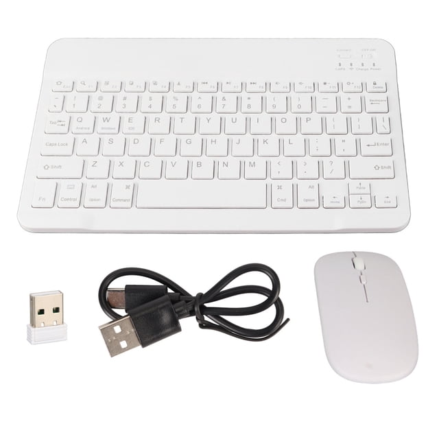 Ensemble Clavier et Souris Sans Fil Bluetooth, Clavier et Souris Assortis Portables pour PC Portable, Blanc