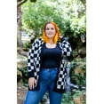 thumbnail image 4 of CASSIE LIZ Womens Sweaters Plus Size Fall Cardigans for Women Fashion Black White Checkered Open Front Cardigans Casual Winter Long Sleeve Lightweight Knit Holiday Sweaters with Pocket XL 14W-16W, 4 of 11