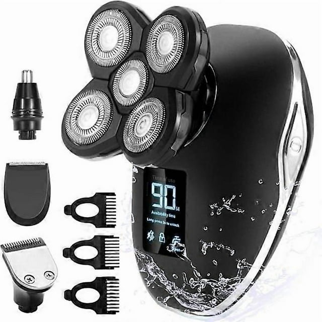 Rasoir Électrique compatible Hommes Chauves, Rasoir Rotatif 4 en 1 5D Chauves_Perfect Gift