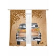 thumbnail image 2 of Sheer Curtains 63 Inches Long 2 Panels, Watercolor Autumn Pumpkin Sunflowers Rod Pocket Curtain Voile Draperies, White Plaid Truck Light Filtering Window Treatment for Living Room Kitchen Bedroom, 2 of 8