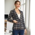 thumbnail image 2 of DARING DIVA Women's Plaid Notched Lapel Blazer XS Dark Blue, 2 of 6